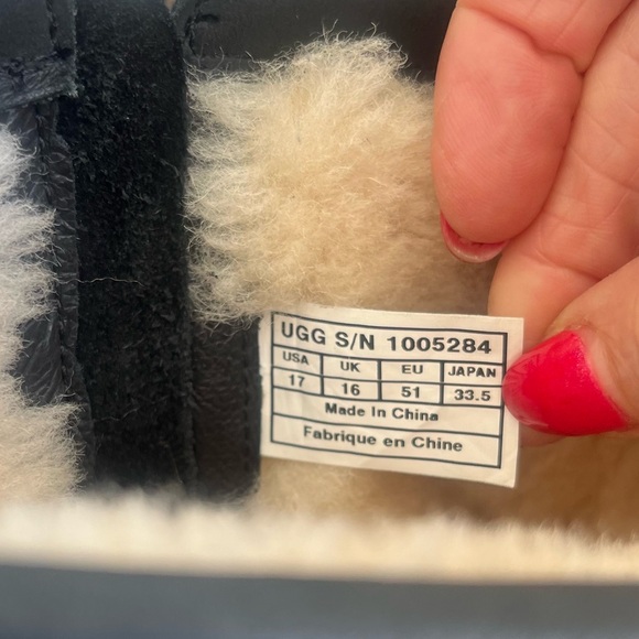 UGG NWOT HENDREN TL WP BLACK LEATHER BOOTS MID SIDE ZIP WOOL LINING MENS 17 - Picture 12 of 14